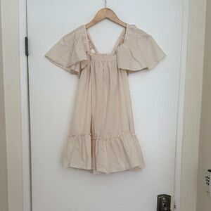 Free People Cream Flutter Sleeve Blouse